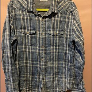 EXPRESS JEAN PLAID LONG SLEEVE SHIRT.